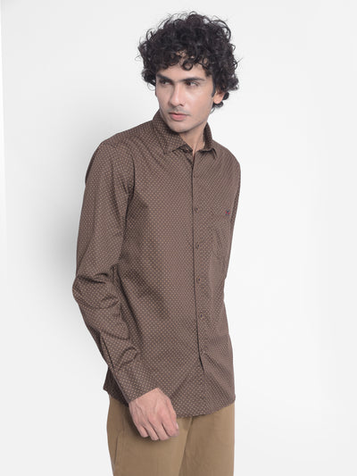 Brown Printed Shirt-Men Shirts-Crimsoune Club