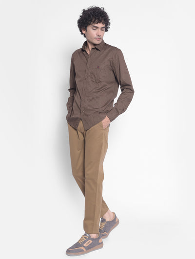 Brown Printed Shirt-Men Shirts-Crimsoune Club