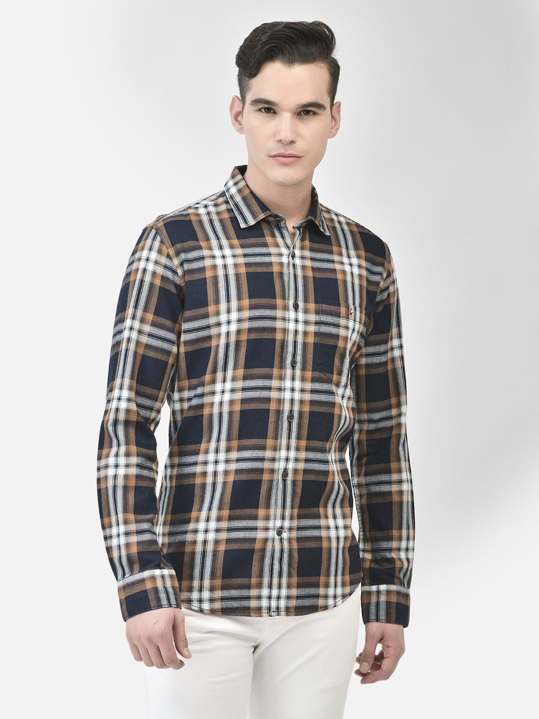 Brown Checked Shirt-Men Shirts-Crimsoune Club