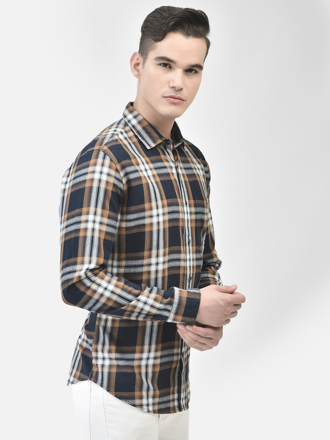 Brown Checked Shirt-Men Shirts-Crimsoune Club