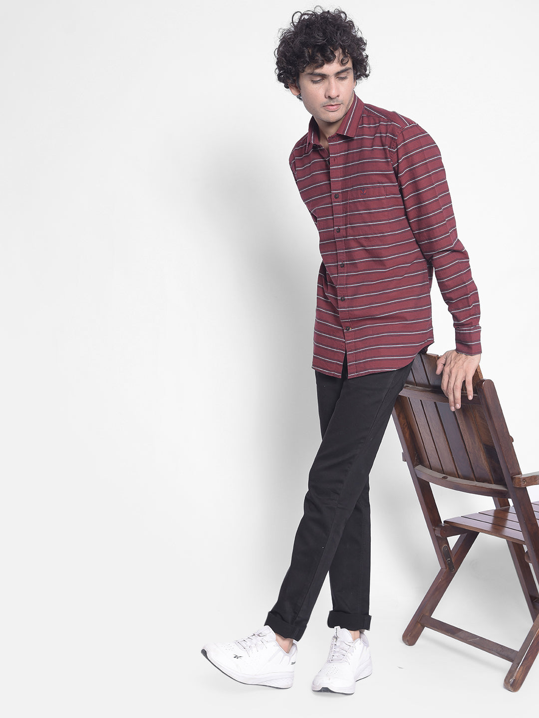 Maroon Stripes Shirt-Men Shirts-Crimsoune Club