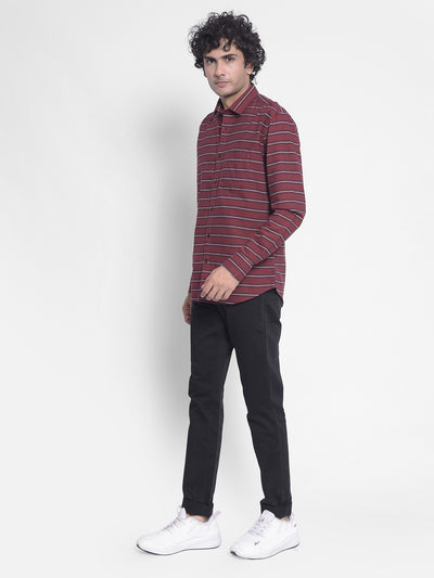 Maroon Stripes Shirt-Men Shirts-Crimsoune Club