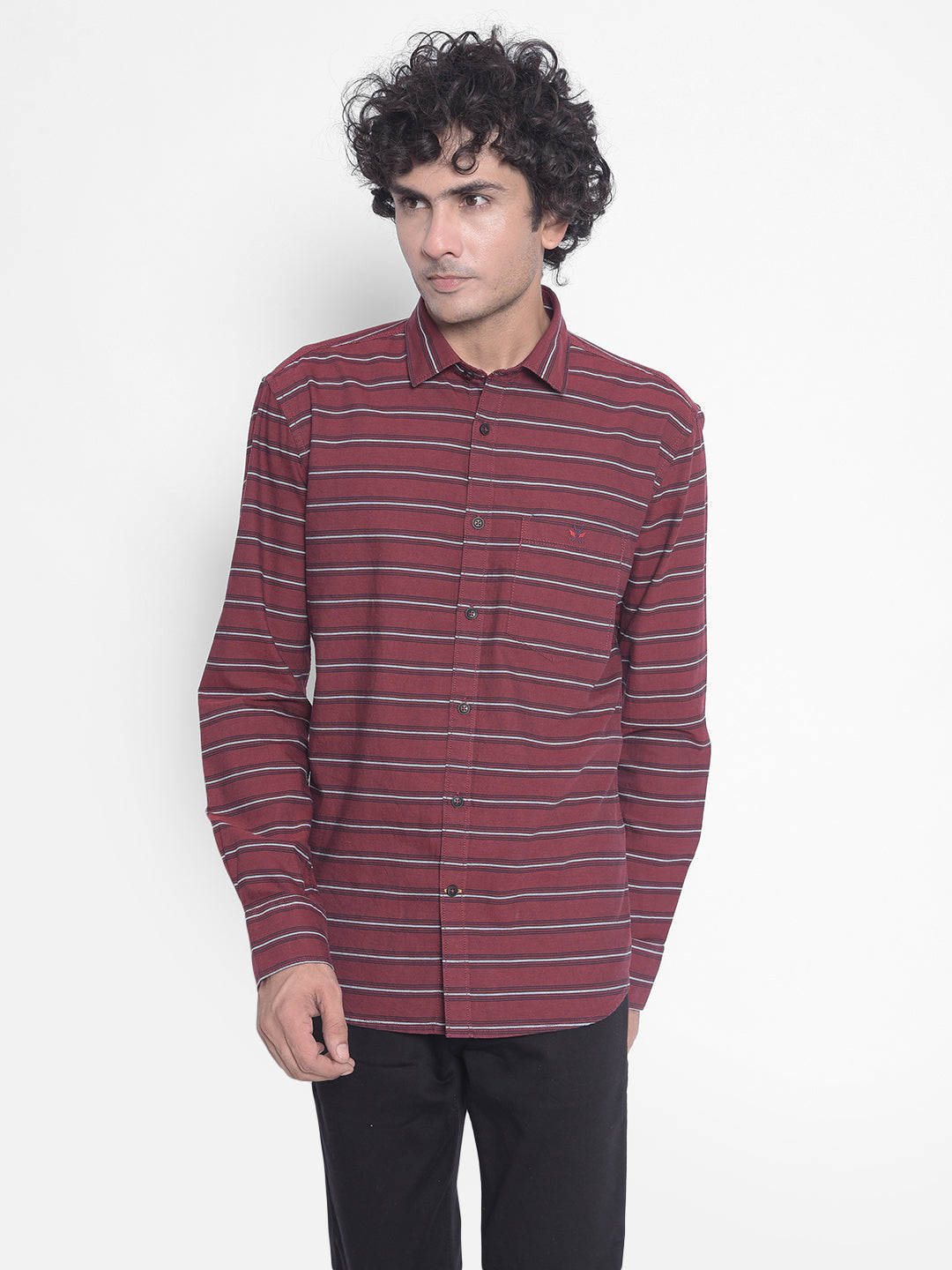 Maroon Stripes Shirt-Men Shirts-Crimsoune Club