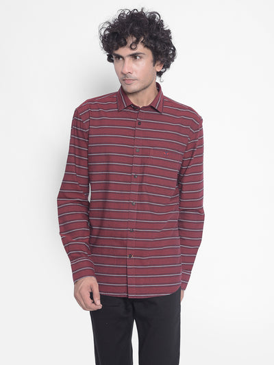 Maroon Stripes Shirt-Men Shirts-Crimsoune Club