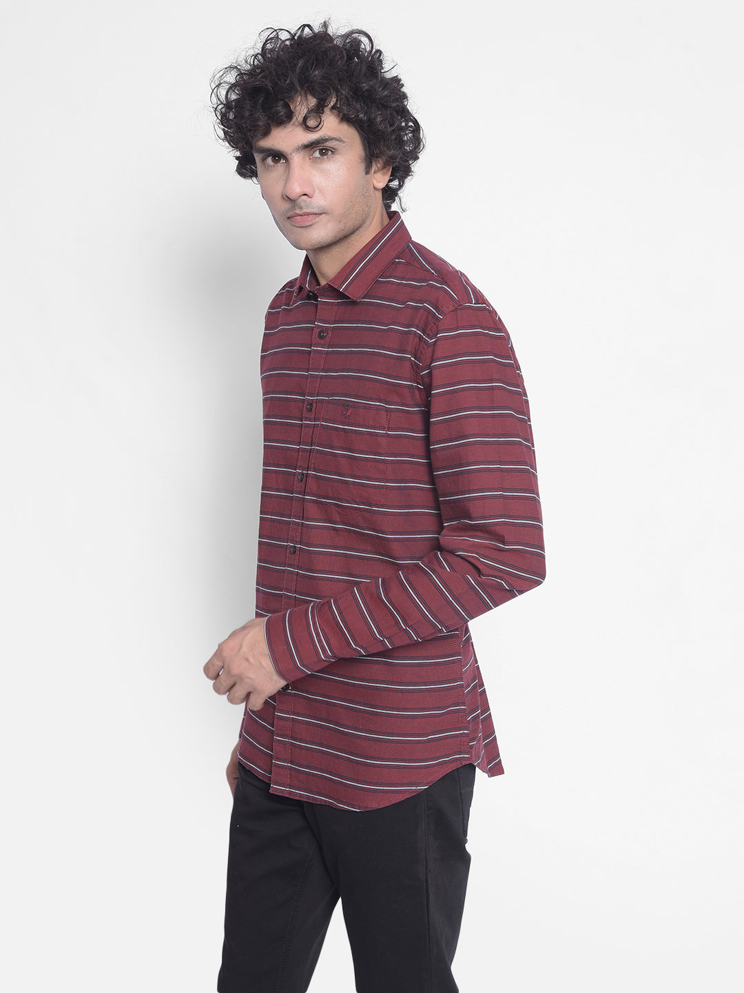 Maroon Stripes Shirt-Men Shirts-Crimsoune Club