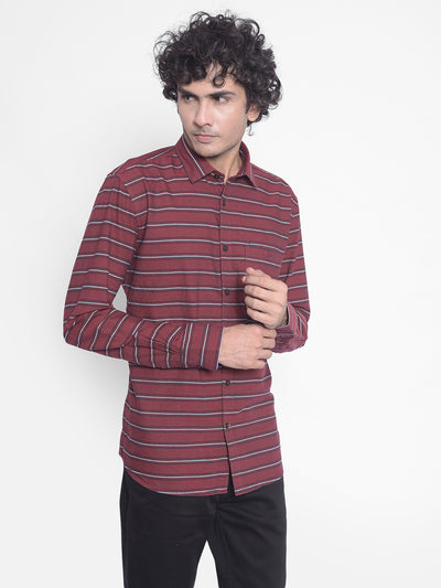 Maroon Stripes Shirt-Men Shirts-Crimsoune Club