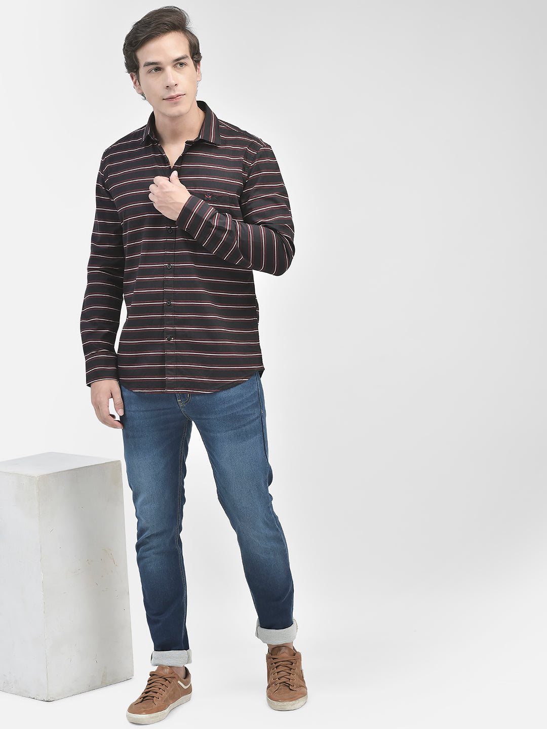 Black Striped Shirt-Men Shirts-Crimsoune Club