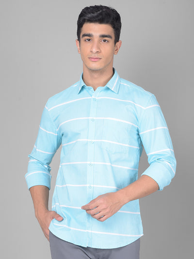 Blue Stripe Shirt-Men Shirts-Crimsoune Club