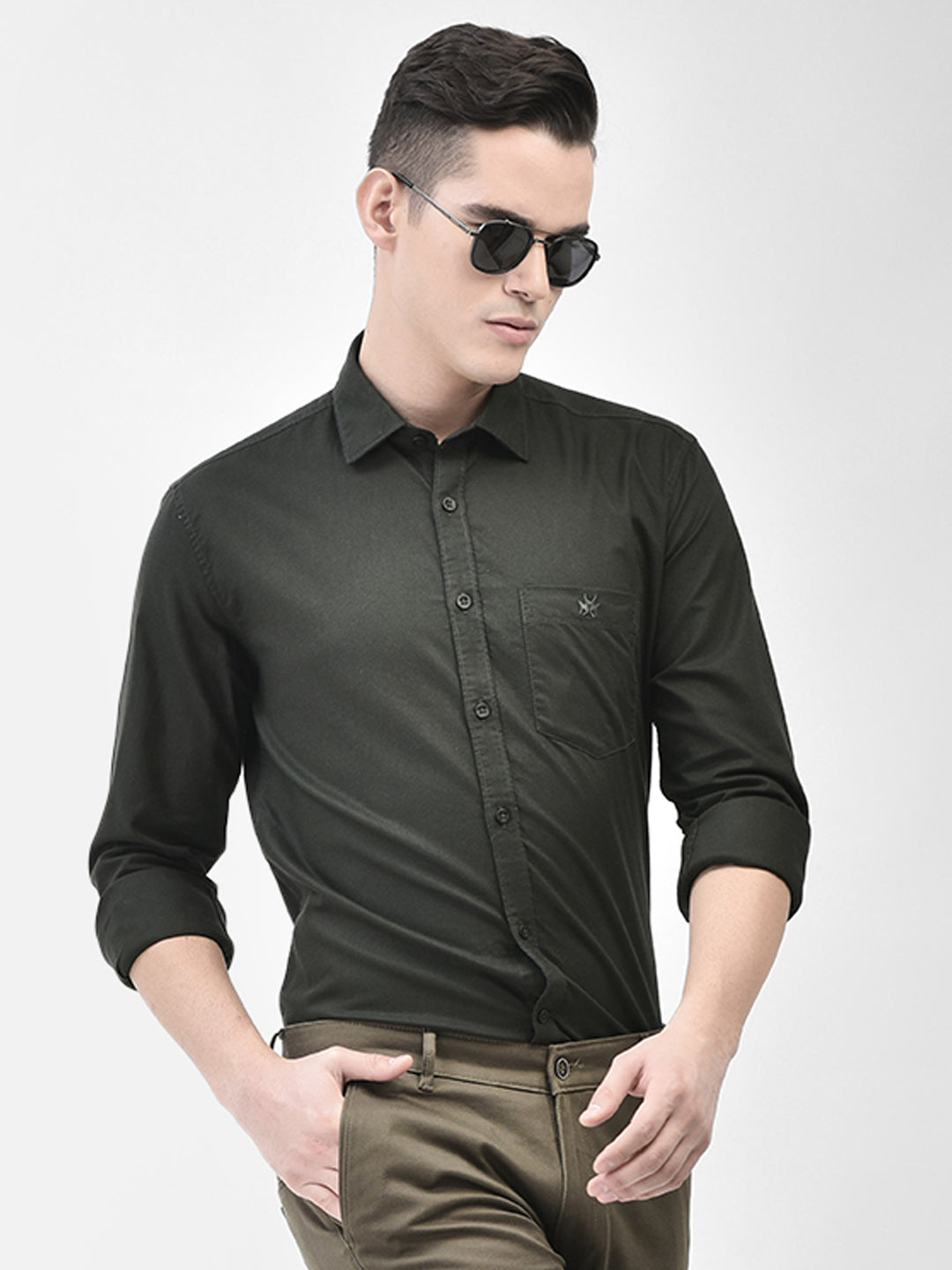 Olive Shirt-Men Shirts-Crimsoune Club