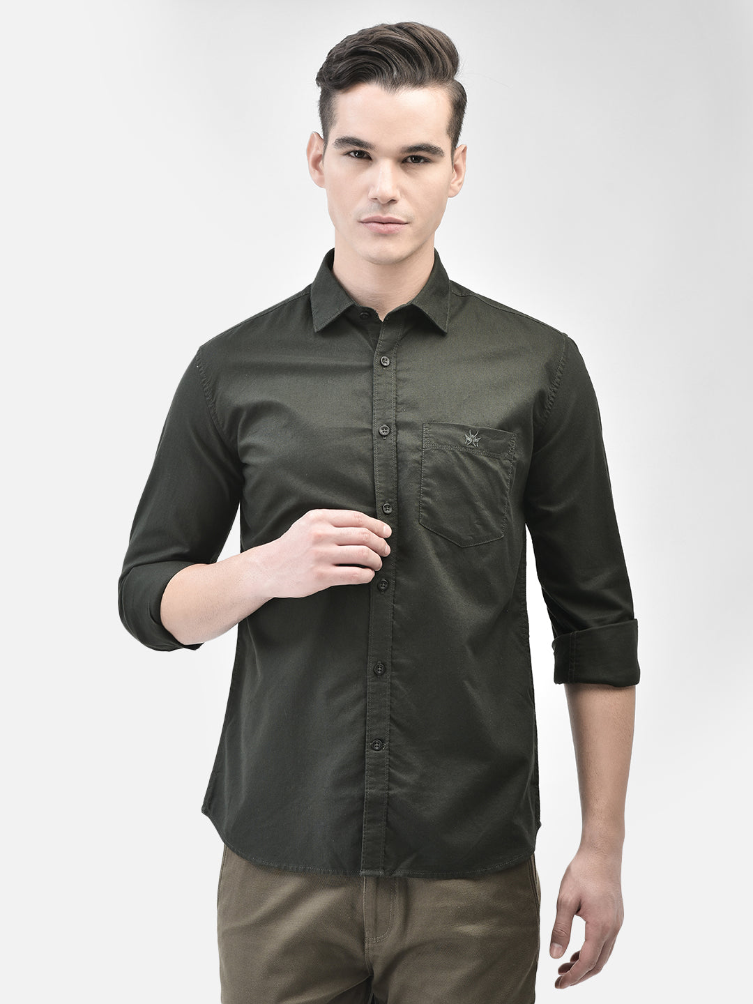 Olive Shirt-Men Shirts-Crimsoune Club