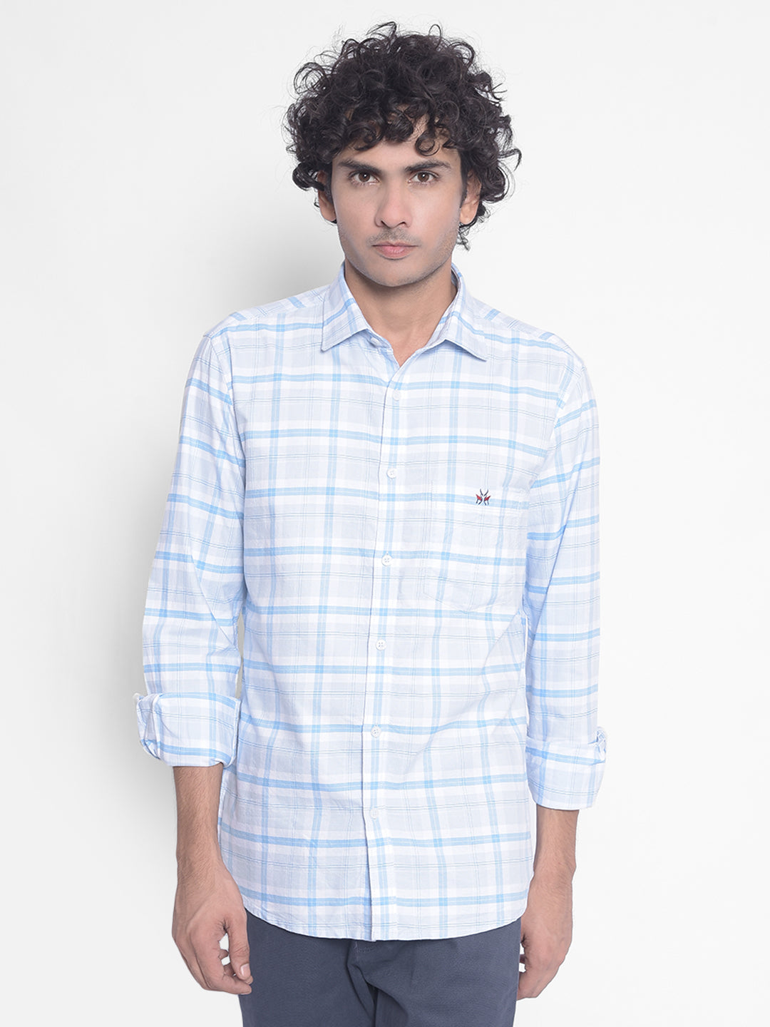 Blue Checked Shirt-Men Shirts-Crimsoune Club