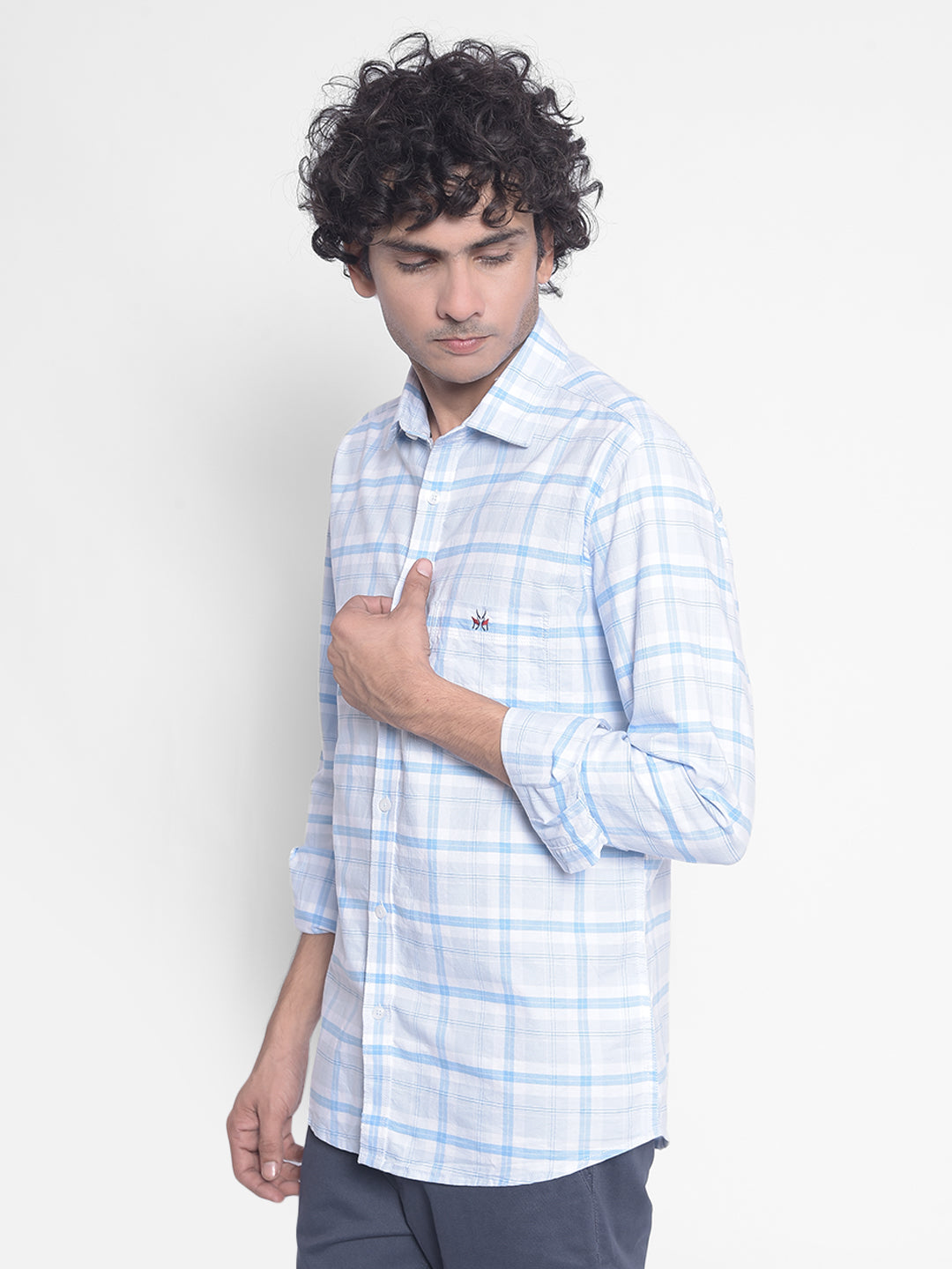 Blue Checked Shirt-Men Shirts-Crimsoune Club