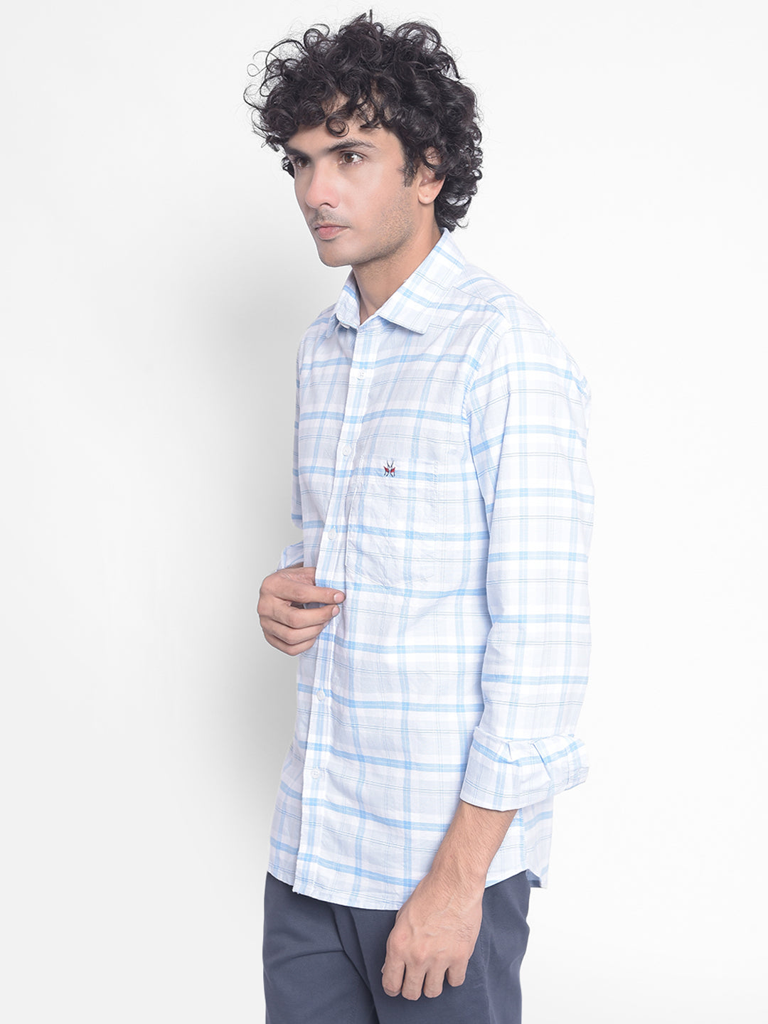 Blue Checked Shirt-Men Shirts-Crimsoune Club