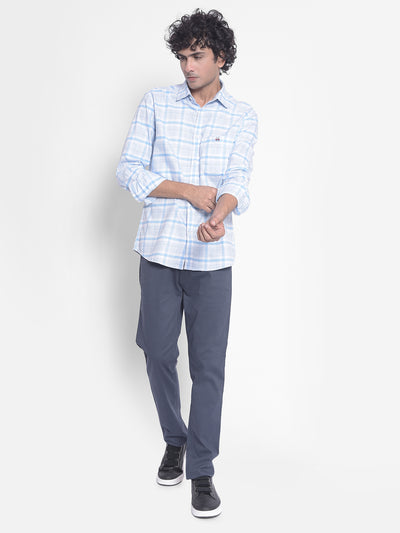 Blue Checked Shirt-Men Shirts-Crimsoune Club