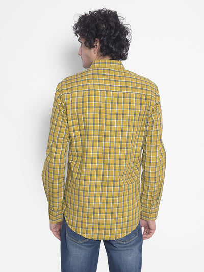 Mustard Checked Shirt-Men Shirts-Crimsoune Club