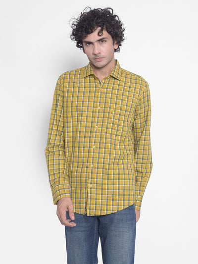 Mustard Checked Shirt-Men Shirts-Crimsoune Club