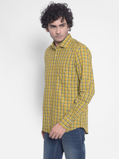 Mustard Checked Shirt-Men Shirts-Crimsoune Club