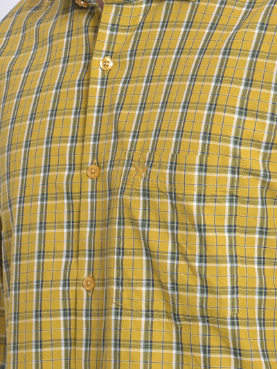 Mustard Checked Shirt-Men Shirts-Crimsoune Club