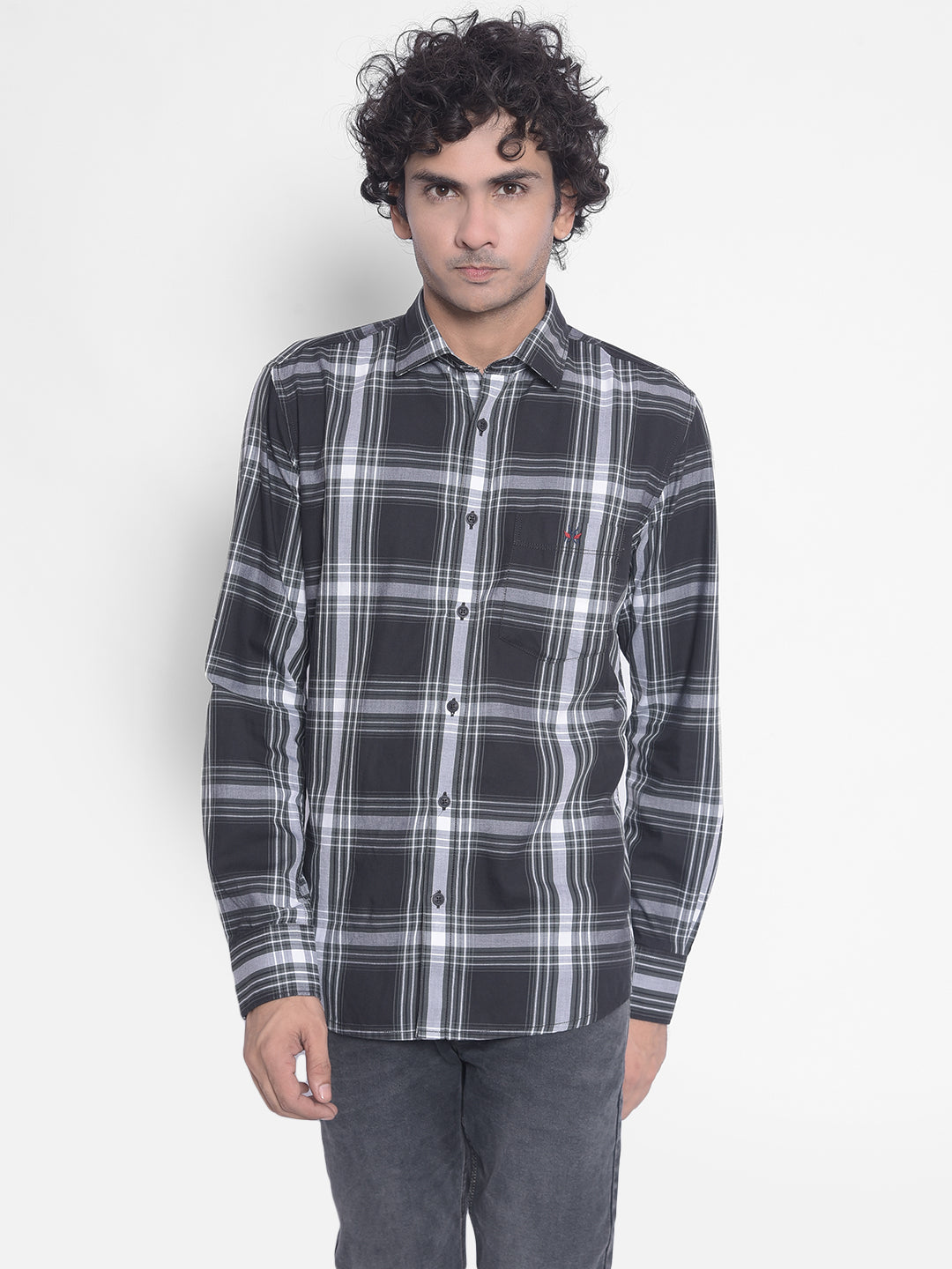 Navy Checked Shirt-Men Shirts-Crimsoune Club