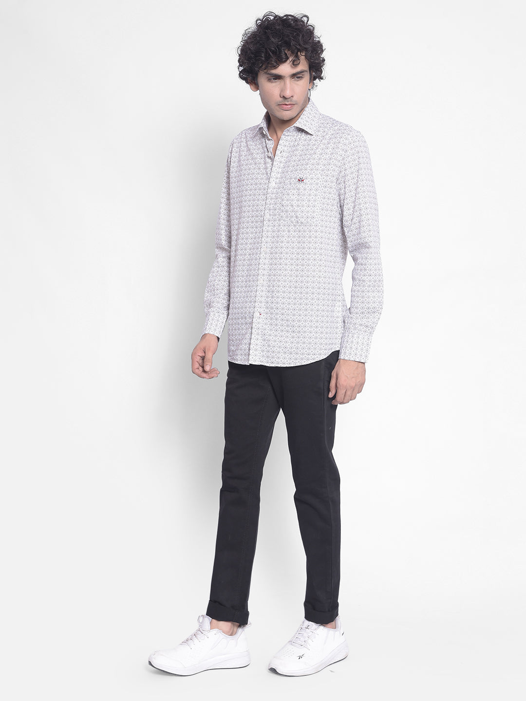 Cream Printed Shirt-Men Shirts-Crimsoune Club