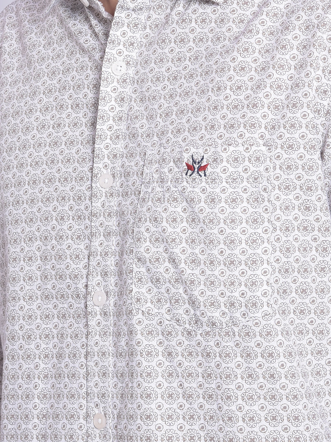 Cream Printed Shirt-Men Shirts-Crimsoune Club