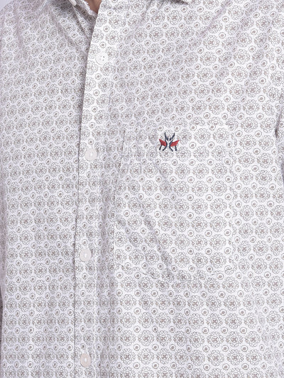 Cream Printed Shirt-Men Shirts-Crimsoune Club