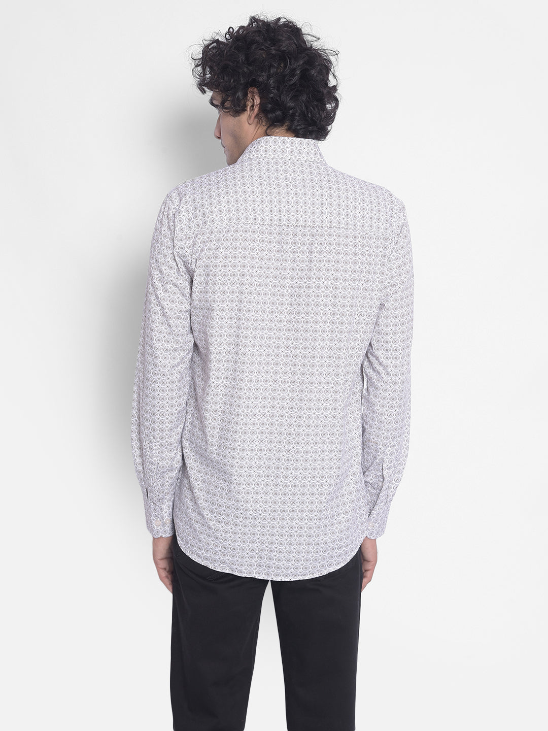 Cream Printed Shirt-Men Shirts-Crimsoune Club