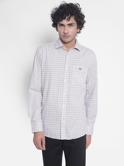 Cream Printed Shirt-Men Shirts-Crimsoune Club