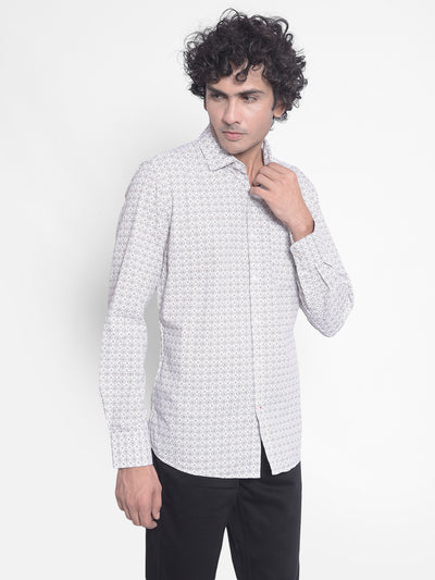 Cream Printed Shirt-Men Shirts-Crimsoune Club