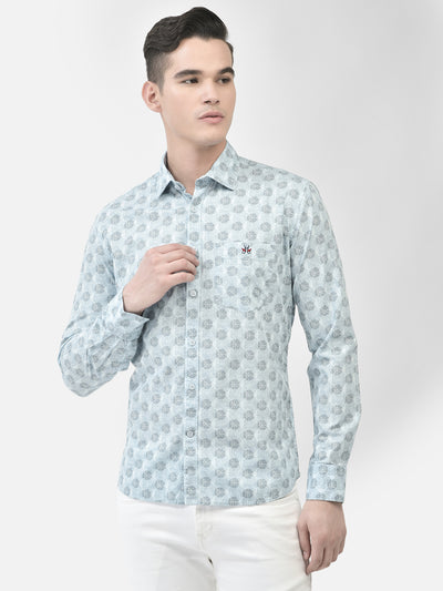 Blue Printed Shirt-Men Shirts-Crimsoune Club