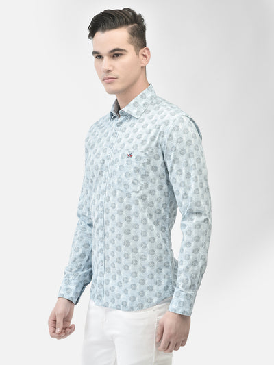 Blue Printed Shirt-Men Shirts-Crimsoune Club