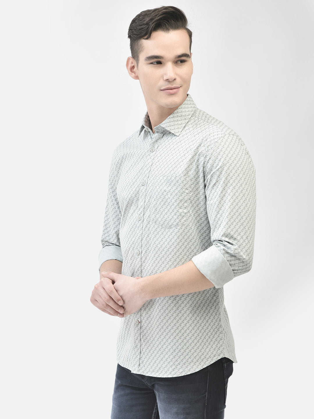 Grey Printed Shirt-Men Shirts-Crimsoune Club