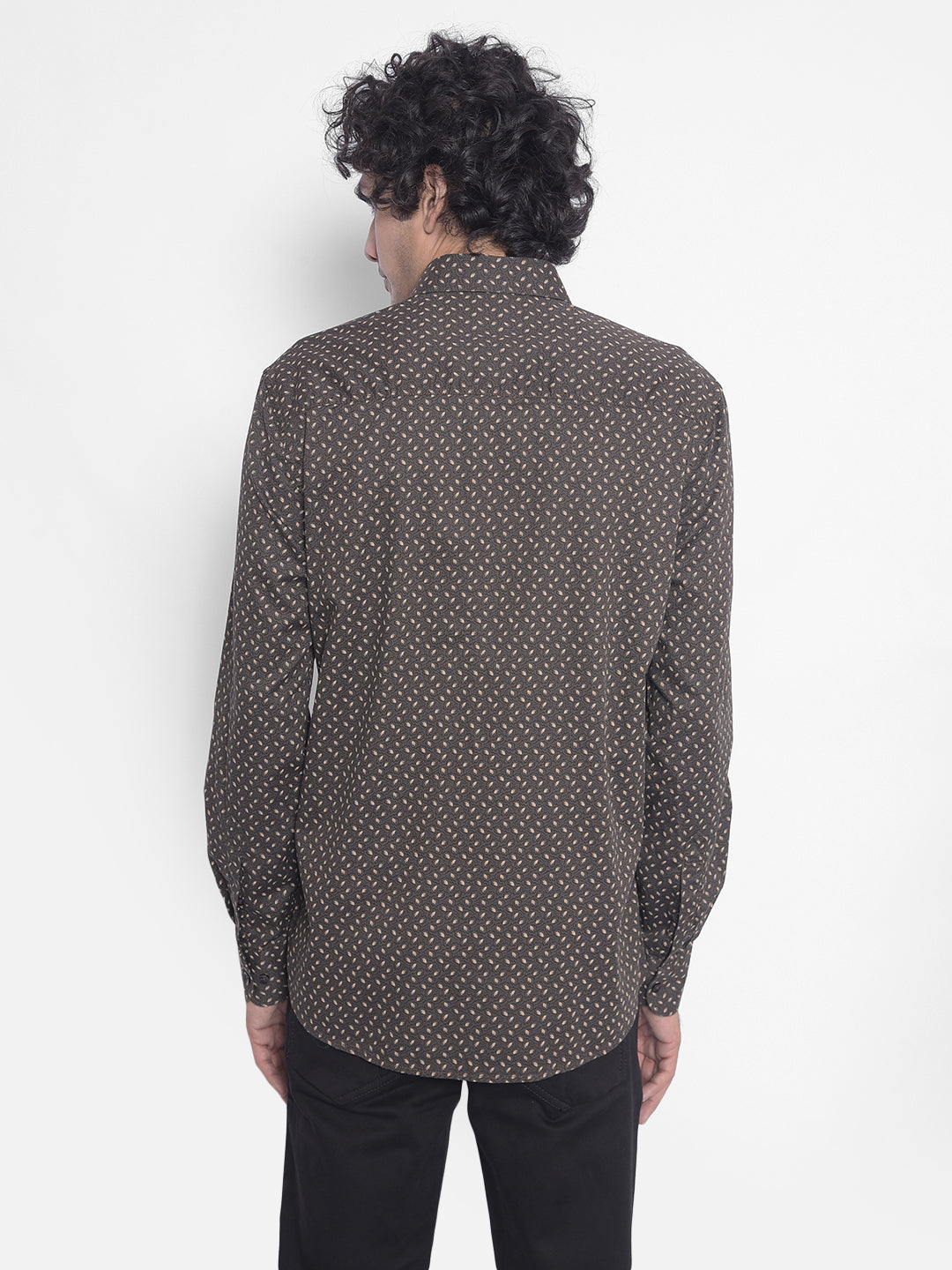 Brown Printed Shirt-Men Shirts-Crimsoune Club