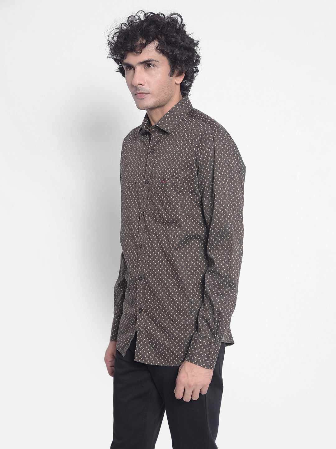 Brown Printed Shirt-Men Shirts-Crimsoune Club