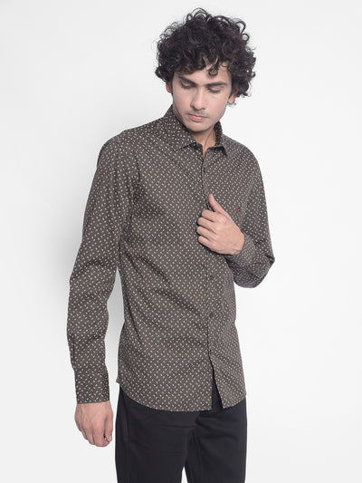 Brown Printed Shirt-Men Shirts-Crimsoune Club