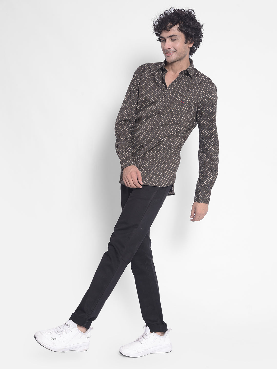 Brown Printed Shirt-Men Shirts-Crimsoune Club