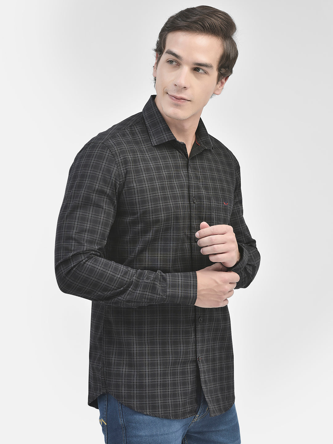 Black Checked Shirt-Men Shirts-Crimsoune Club