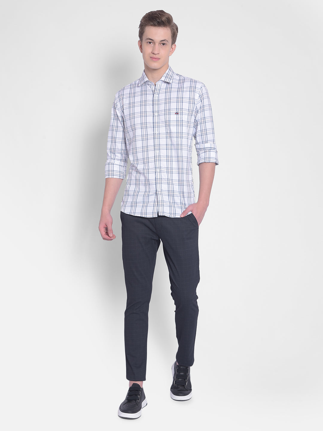 White Checked Shirt-Men Shirts-Crimsoune Club