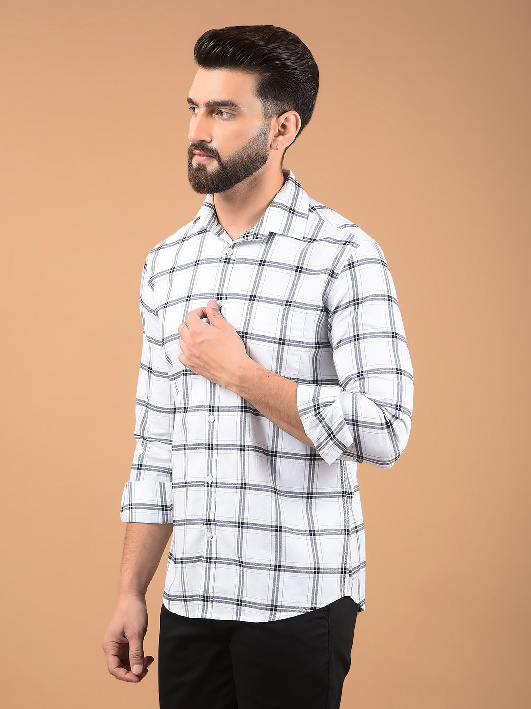 White Checked 100% Cotton Shirt