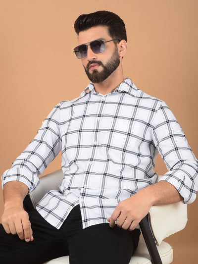 White Checked 100% Cotton Shirt