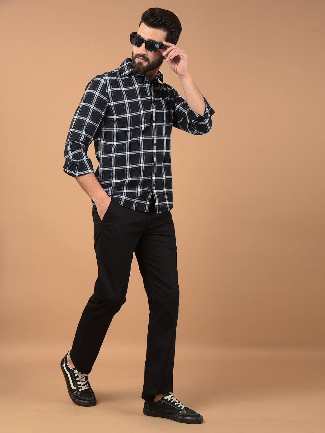 Black Checked 100% Cotton Shirt