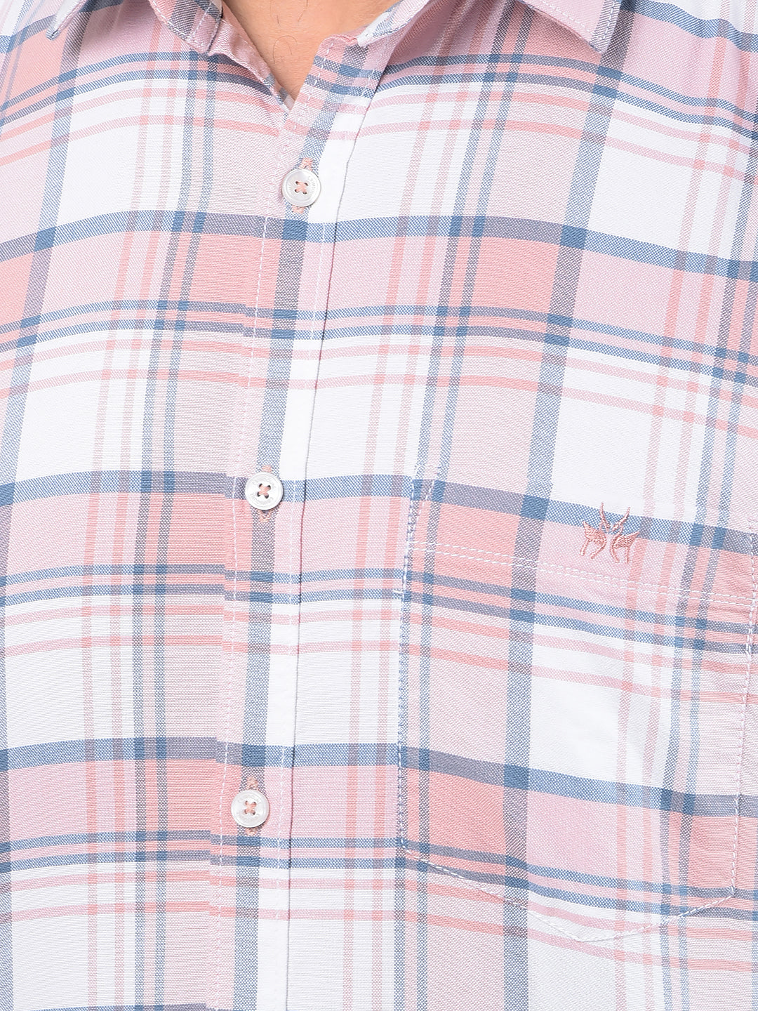 Peach Checked 100% Cotton Shirt