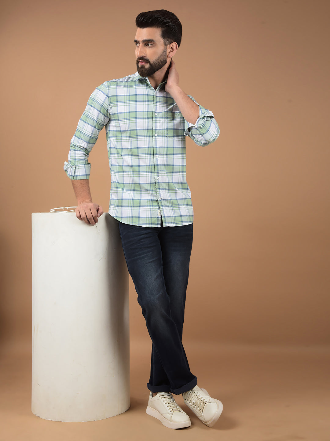 Green Checked 100% Cotton Shirt