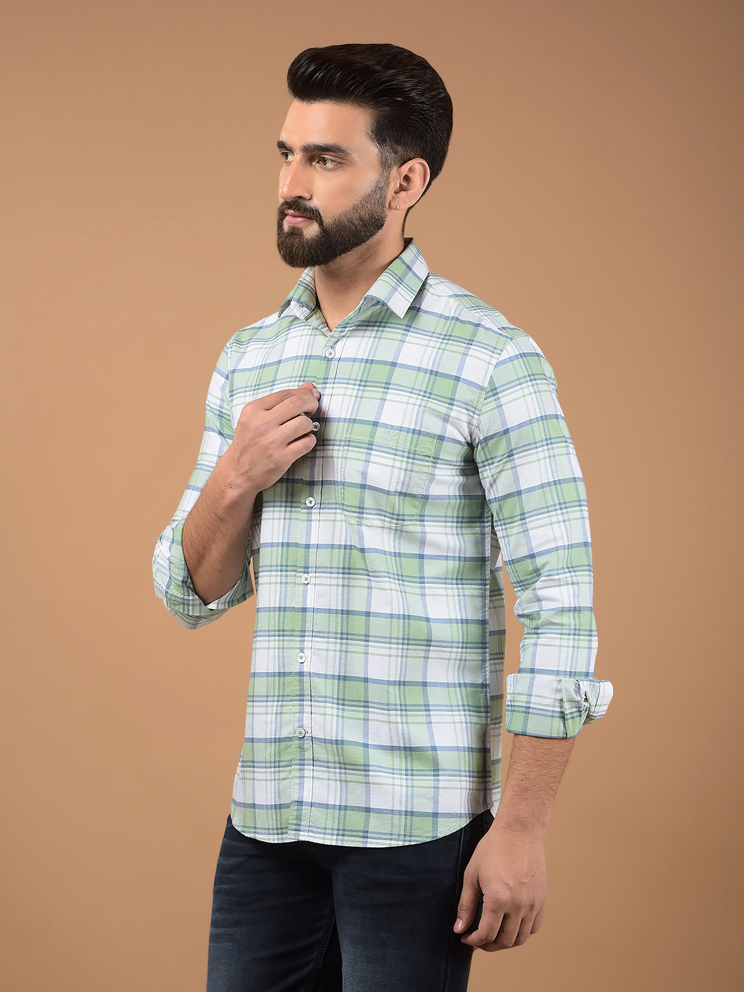 Green Checked 100% Cotton Shirt