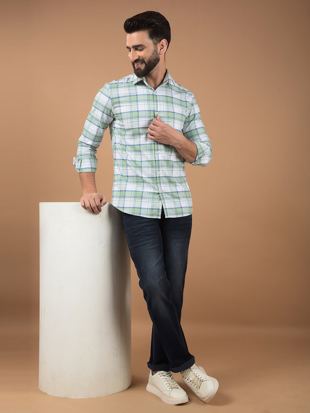 Green Checked 100% Cotton Shirt