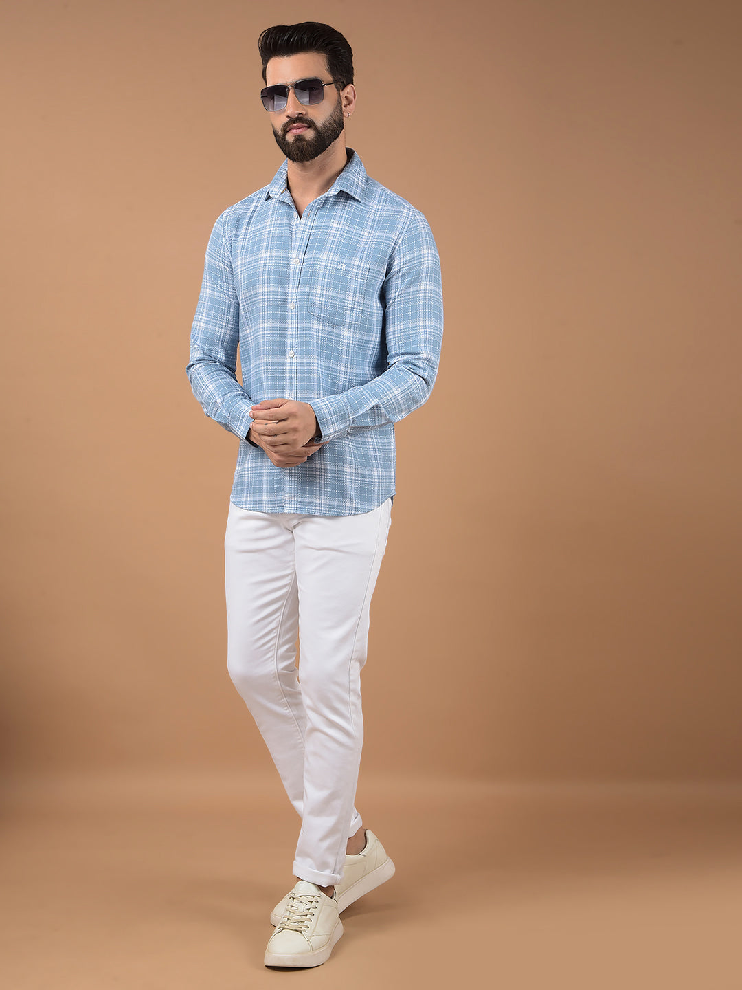 Blue Checked 100% Cotton Shirt