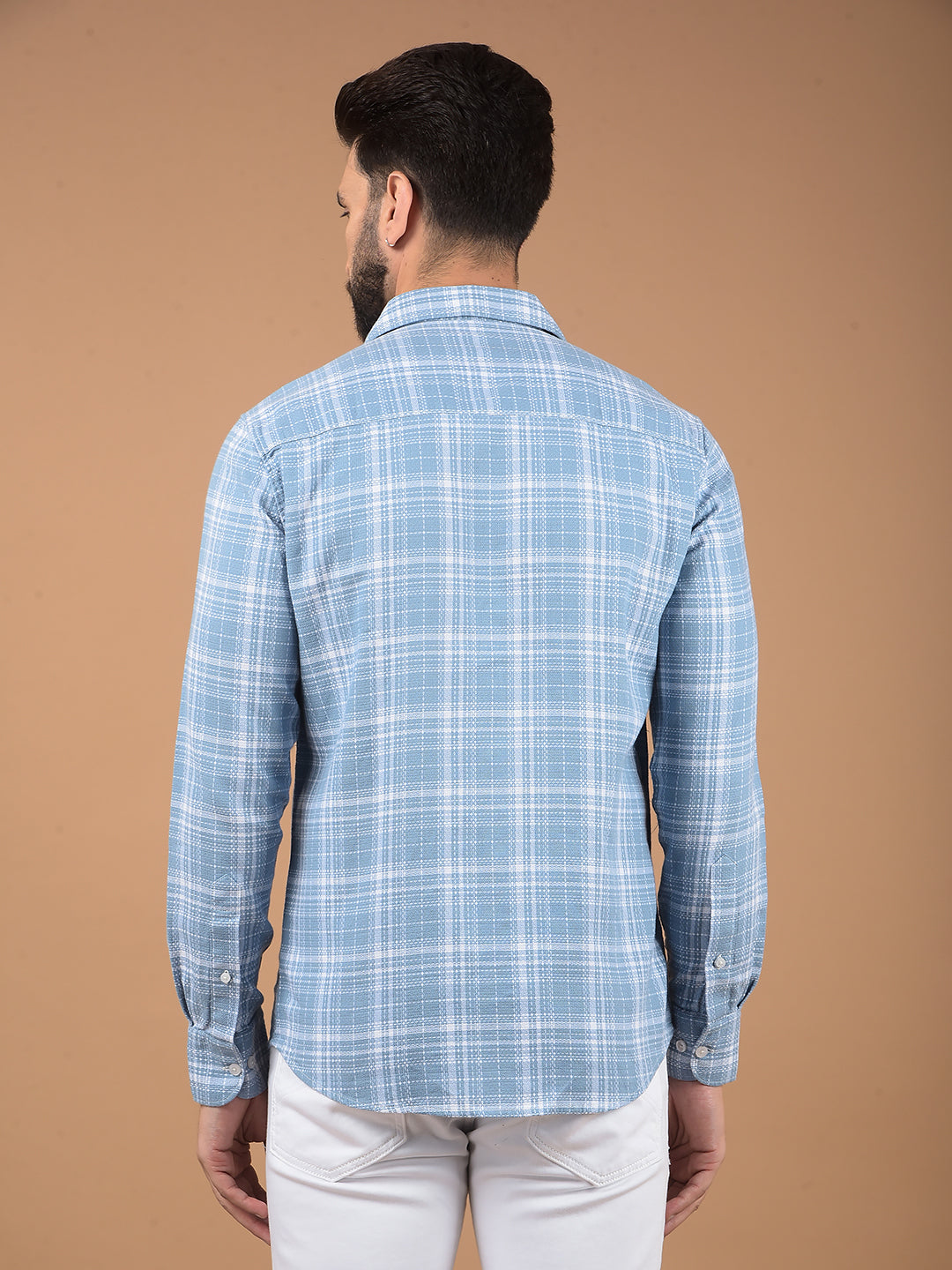 Blue Checked 100% Cotton Shirt