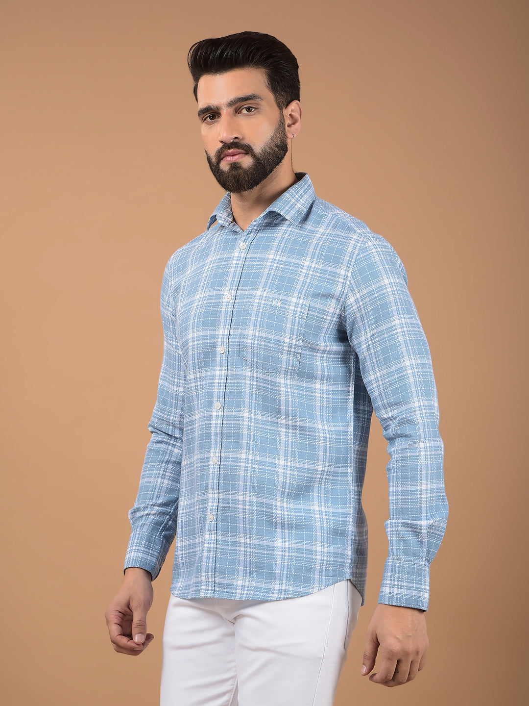 Blue Checked 100% Cotton Shirt