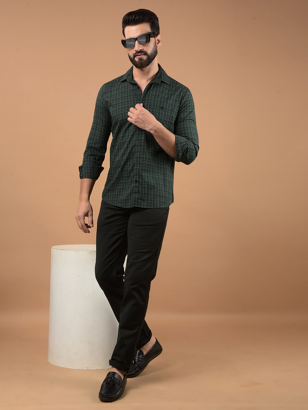 Green Checked 100% Cotton Shirt