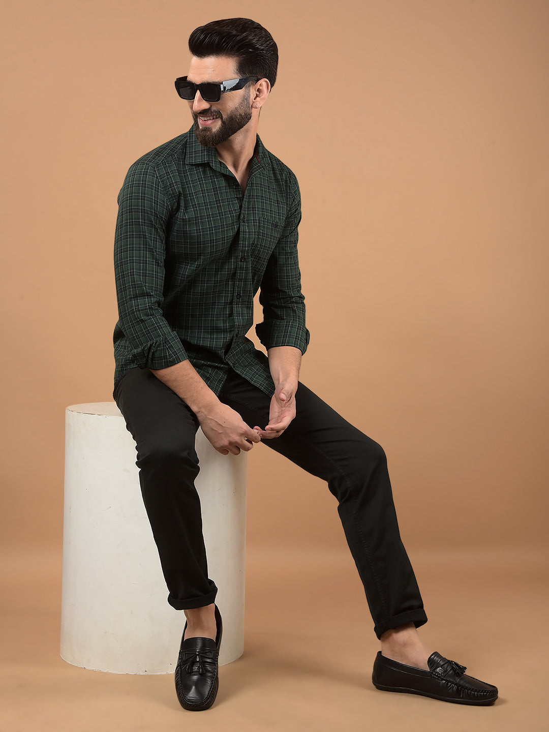 Green Checked 100% Cotton Shirt